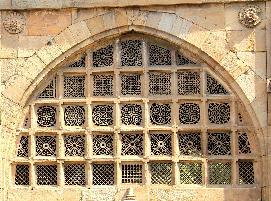 Iconic stone latticework representing Ahmedabad's architectural heritage.